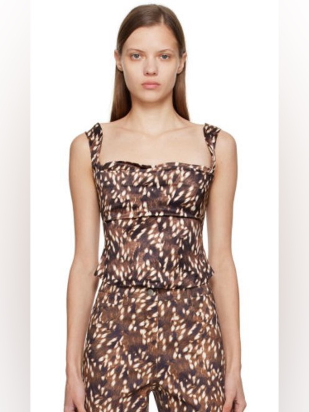Miaou Imogene Corset Top S Brown Bambi Print